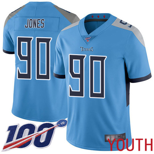 Tennessee Titans Limited Light Blue Youth DaQuan Jones Alternate Jersey NFL Football 90 100th Season Vapor Untouchable